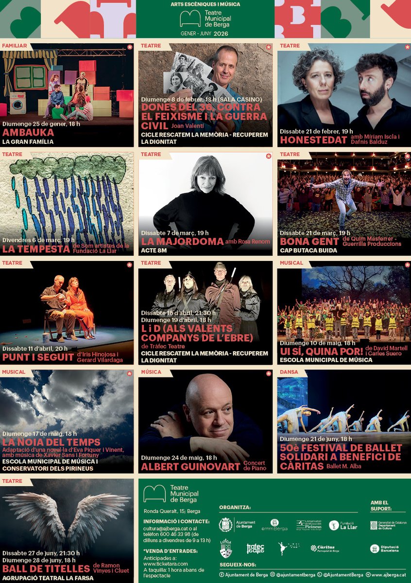 Programació cultural d'hivern i primavera del Teatre Municipal de Berga!