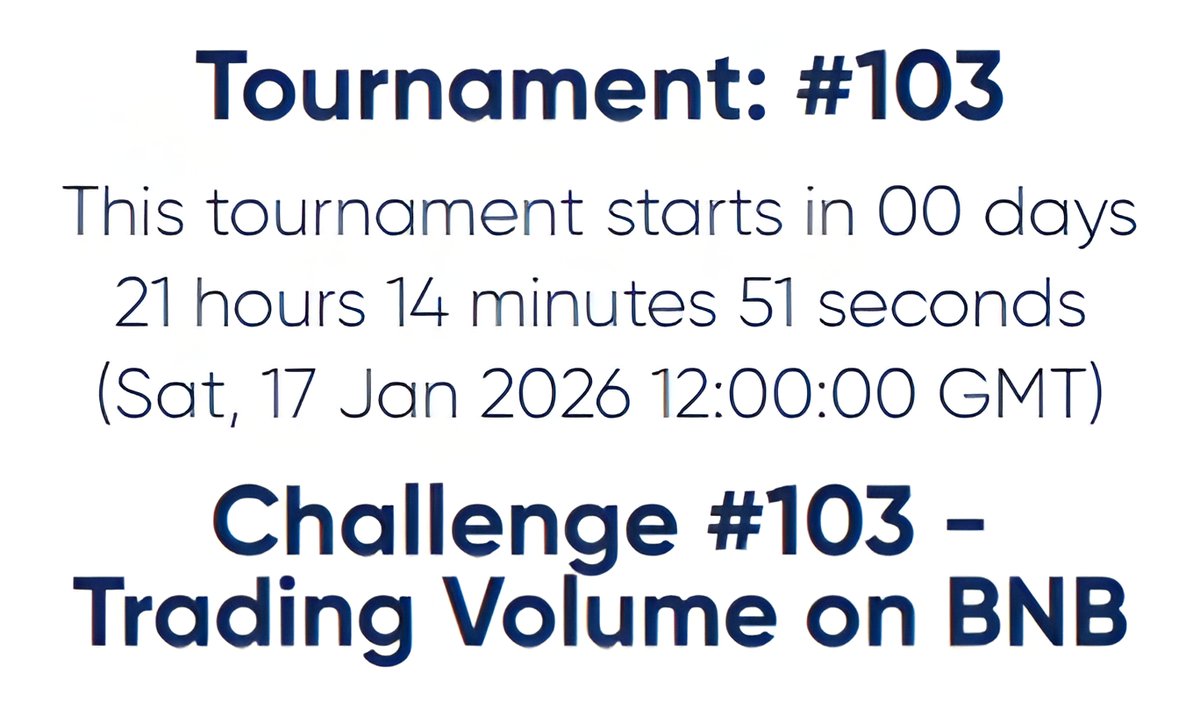 🚀 Tournament #103 is loading…
⏳ Going live tomorrow.
Get ready to trade &amp; compete! 🔥