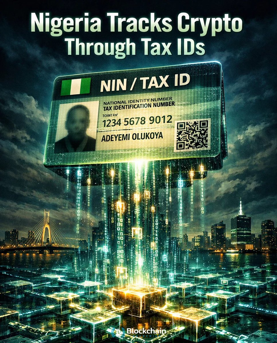 🇳🇬 Nigeria Tracks Crypto via Tax IDs Nigeria now requires crypto  transactions to be linked to tax and national ID numbers, marking a major  step toward tighter regulation and enforcement. #CryptoNews #Nigeria #