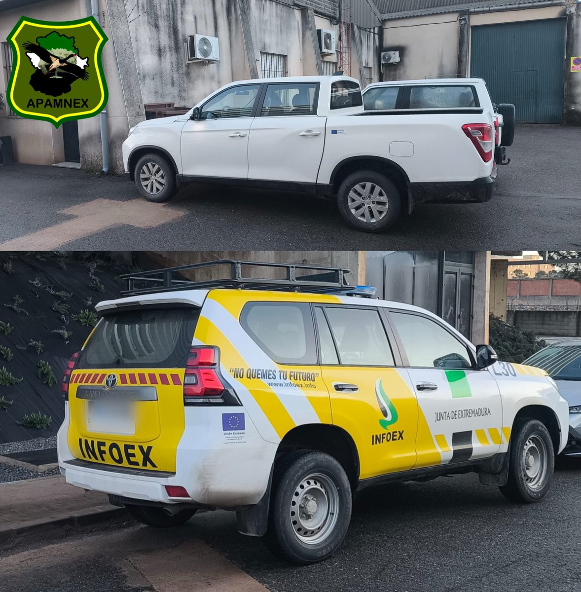 Y para terminar la semana, adivinen cual es la foto del coche de l@s #AMN (Agentes de la Autoridad) y cual es el coche del personal de incendios, ambos pertenecientes a la <a href="/Junta_Ex/">Junta de Extremadura</a> ???? <a href="/ppextremadura/">Partido Popular de Extremadura</a> <a href="/psoeex/">PSOE de Extremadura /❤️</a> <a href="/podemosextre/">Podemos Extremadura</a>