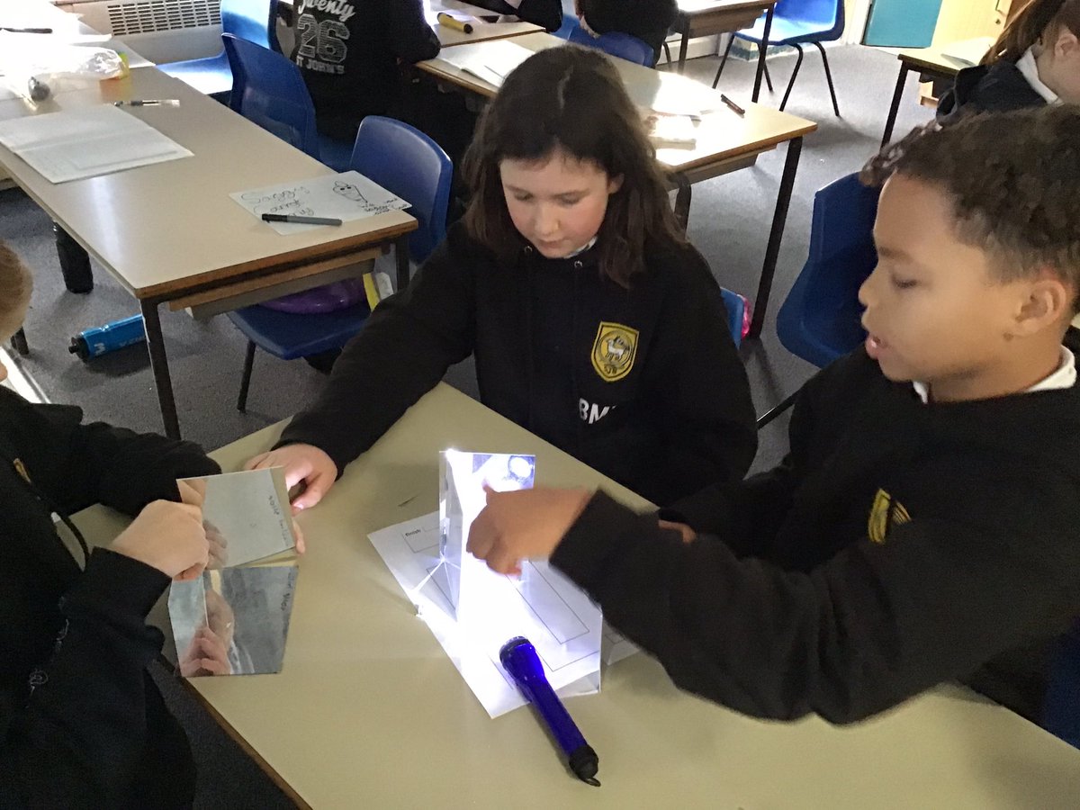 Stjohnscoventry's tweet image. Year 5 are exploring light in science today. We were trying to reflect a ray of light through a maze. It was tricky #science #practicalscience #iwillshine