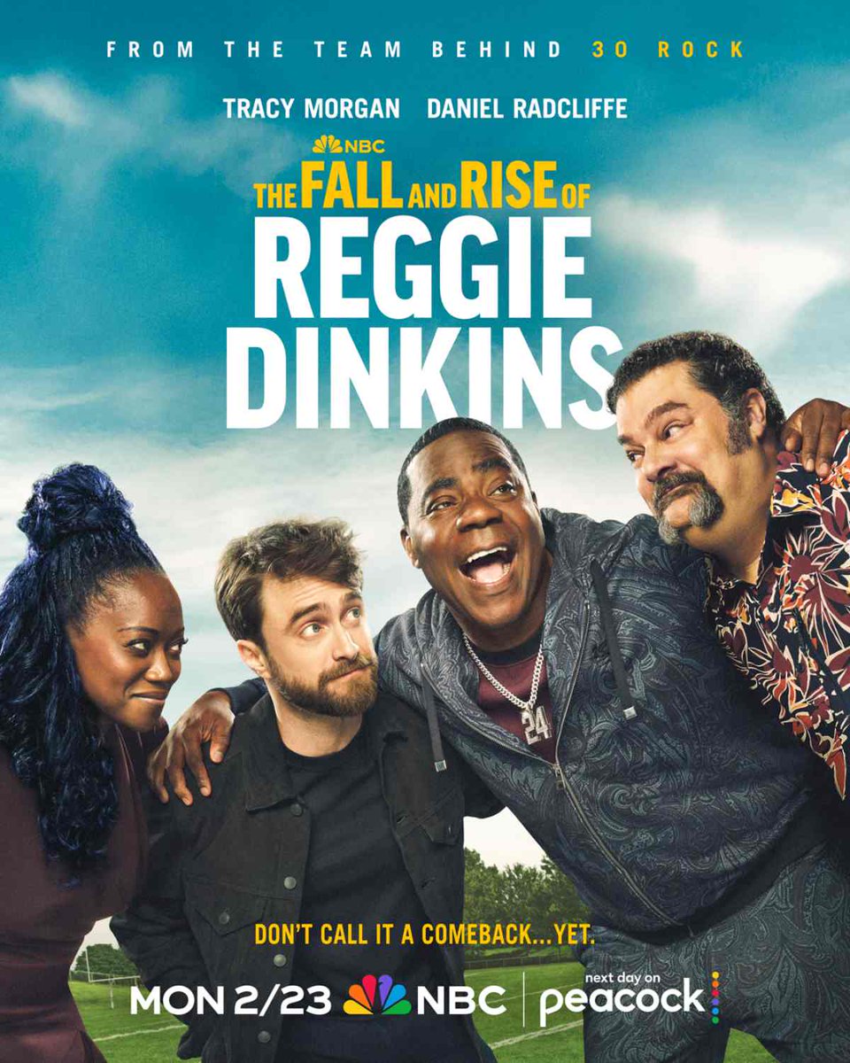 TuSubtitulocom's tweet image. Póster y báner promocional de "The Fall and Rise of Reggie Dinkins" de NBC.

La comedia gira en torno a un exjugador de fútbol americano que cayó en desgracia, interpretado por Tracy Morgan. Él está decidido a limpiar su imagen con la ayuda de Arthur Tobin (Daniel Radcliffe), un…
