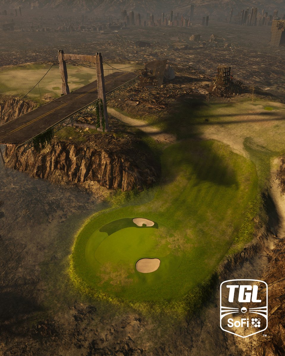 TGL's tweet image. 🚨 NEW HOLE DESIGN JUST DROPPED 🚨

The Last Toll | Par 3 | 241 yds

In a world that fell apart, this bridge still decides who gets through.

Designed by Gil Hanse, The Last Toll asks for courage under the truss, touch over the road, or craft around the towers. There’s no toll…