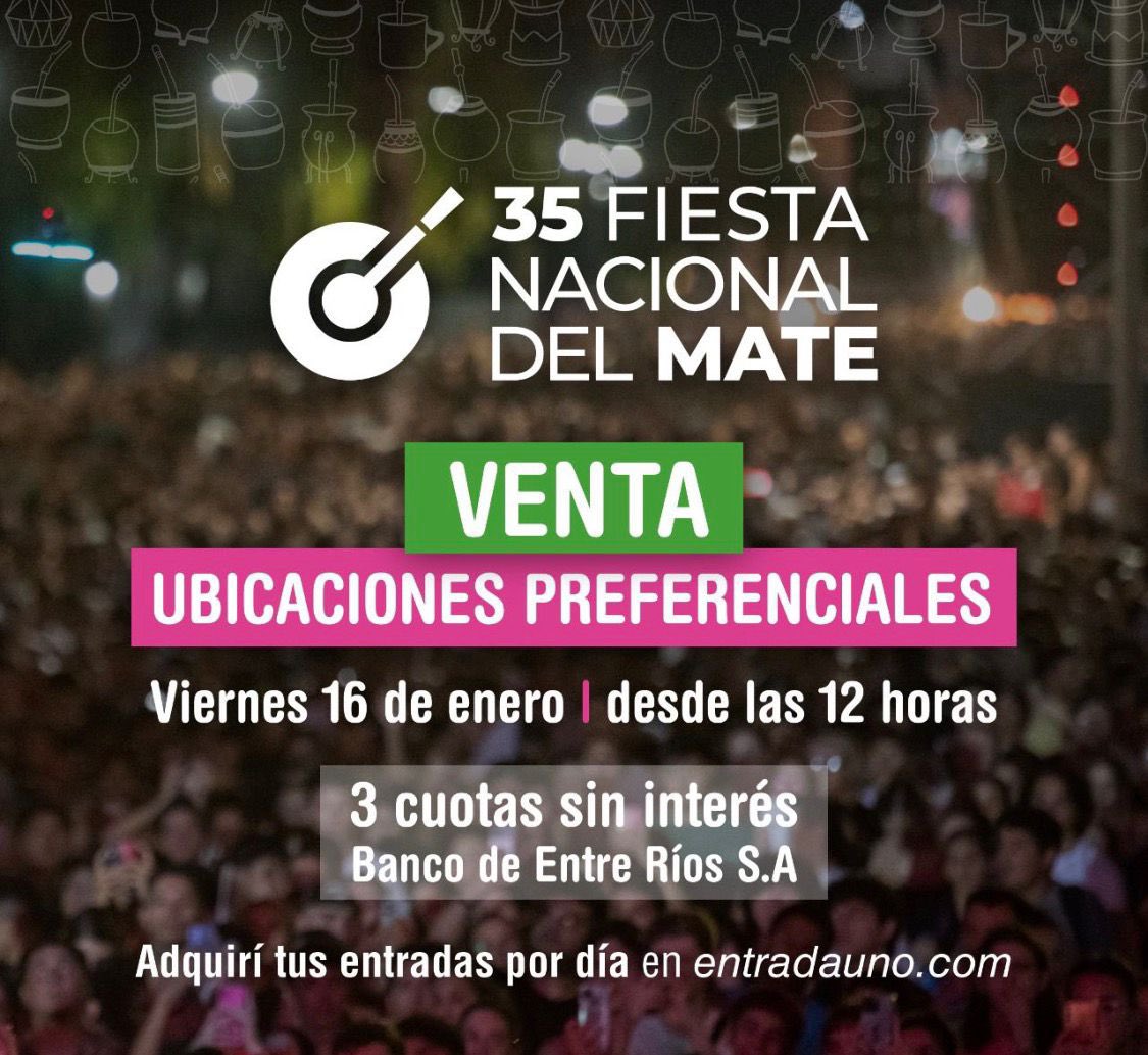 🎟️ VENTA ACTIVADA 🧉✨ 
Corré a conseguir tu lugar bien cerca del Escenario Luis Pacha Rodríguez 

🎫 entradauno.com