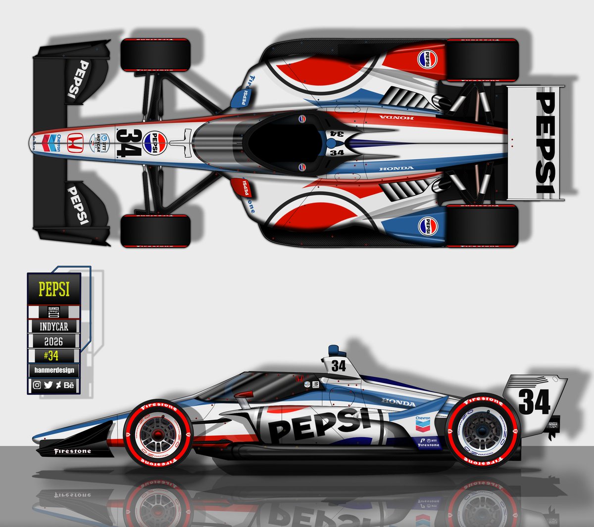 hanmerdesign's tweet photo. Pepsi Indycar 2026.

Iconic Pepsi colours and design inspired by the 1989 Suzuki Motogp bike of Kevin Schwantz. 

#indycar #indy500 #indycar2026 #pepsi #pepsimax #pepsicola #formula1 #f1 #chevron #ntt #nttindycar #dallara  #motorsport #racing #livery #liverydesign #graphicdesign https://t.co/vUoRClA2q1