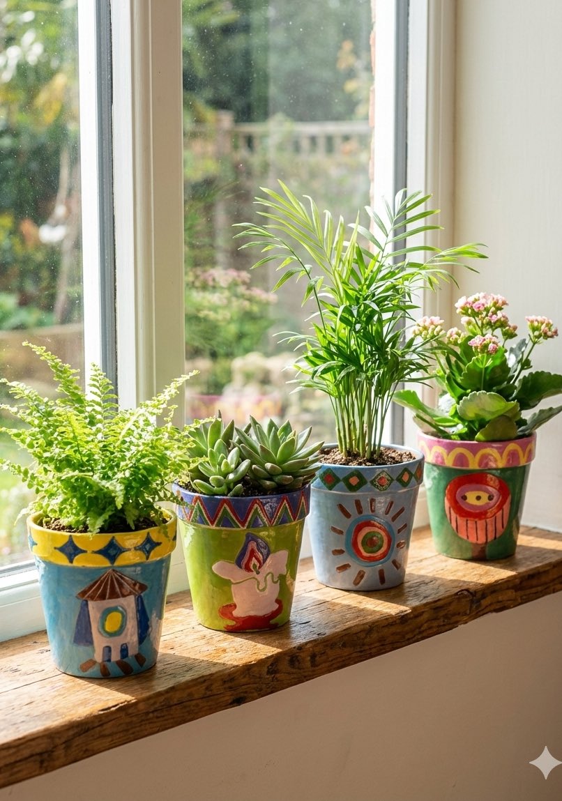 rint0kai's tweet image. カラフルな植木鉢作りたい🌈
試しにGeminiで生成してみたけど可愛くなりそう^_^🌟