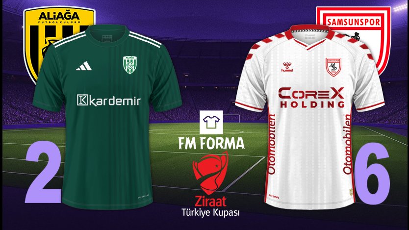 FmForma's tweet image. 🏆Ziraat Türkiye Kupası
🗓14.01.2026
⏱13:00
📅B Grubu
🏟Aliağa Atatürk Stadyumu
⚽️#AliağaFutbol 2️⃣🆚#Samsunspor 6️⃣