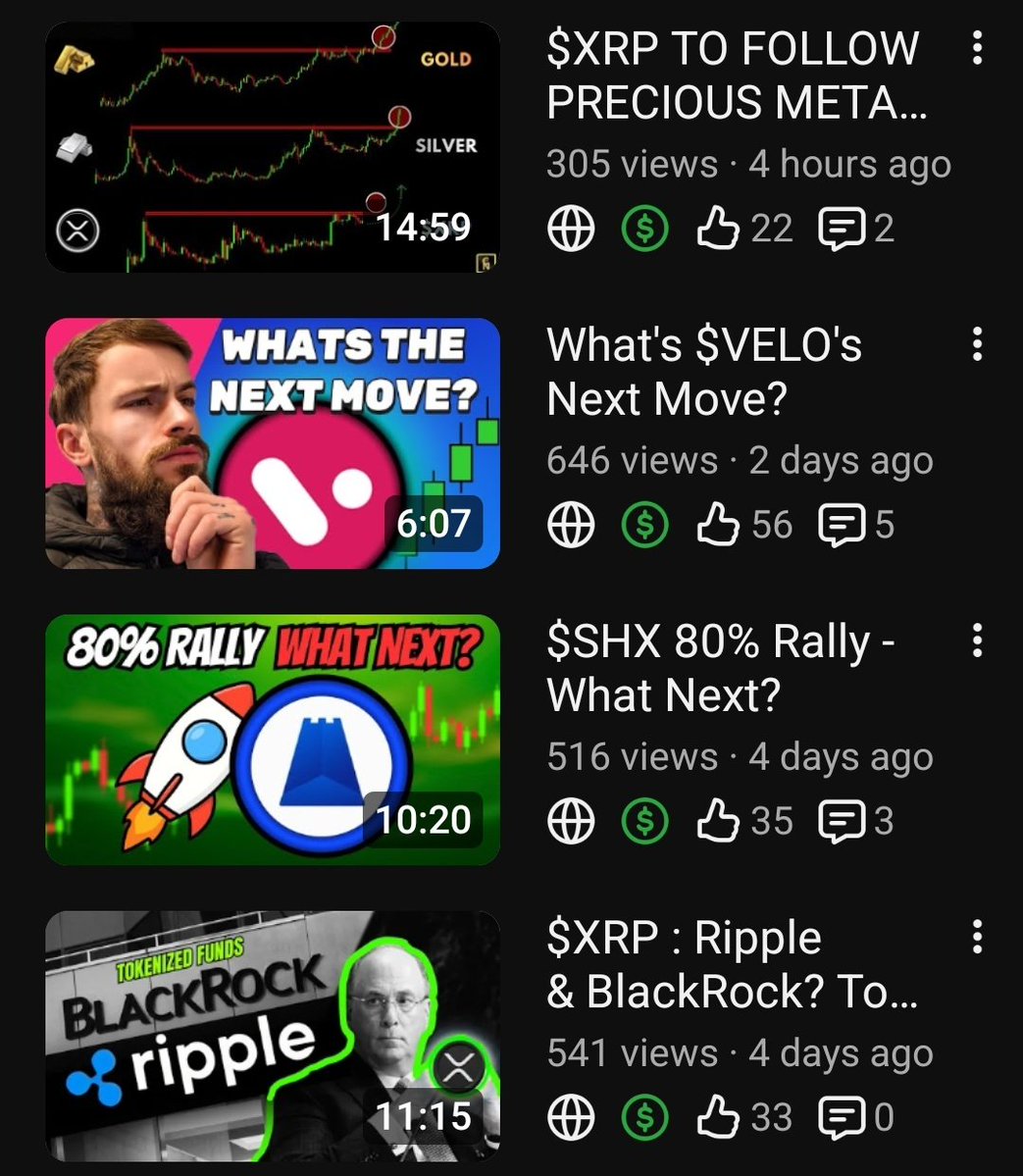 ChartNerdTA's tweet image. 📈 On a roll this week with 4 YouTube updates in the last 4 days 📈

1) $XRP – Securitize/Blackrock Tokenization #RLUSD @Ripple ✅️

2) $SHX –80% Rally, What Next? @strongholdpay ✅️

3) $VELO – The Next Move @veloprotocol ✅️ 

4) $XRP – Precious Metal Hunt ✅️

Link In Bio!