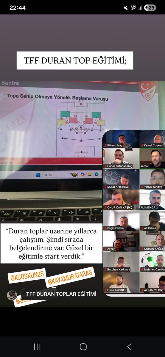 EnginErdem07's tweet image. TFF DURAN TOPLAR ANTRENÖRLÜĞÜ EĞİTİMİ;