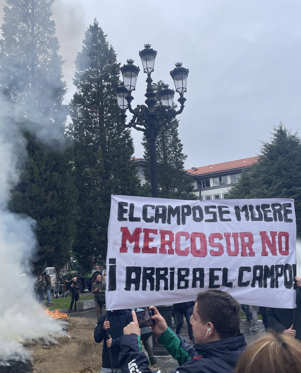 fe_asturias's tweet image. Esta mañana, los falangistas asturianos estuvimos donde había que estar. Con nuestros ganaderos, con los que trabajan la tierra y el campo; fuente primaria de subsistencia de todos los españoles.
Que no se olvide, sin ellos España muere.

MERCOSUR NO

¡¡ARRIBA EL CAMPO!!