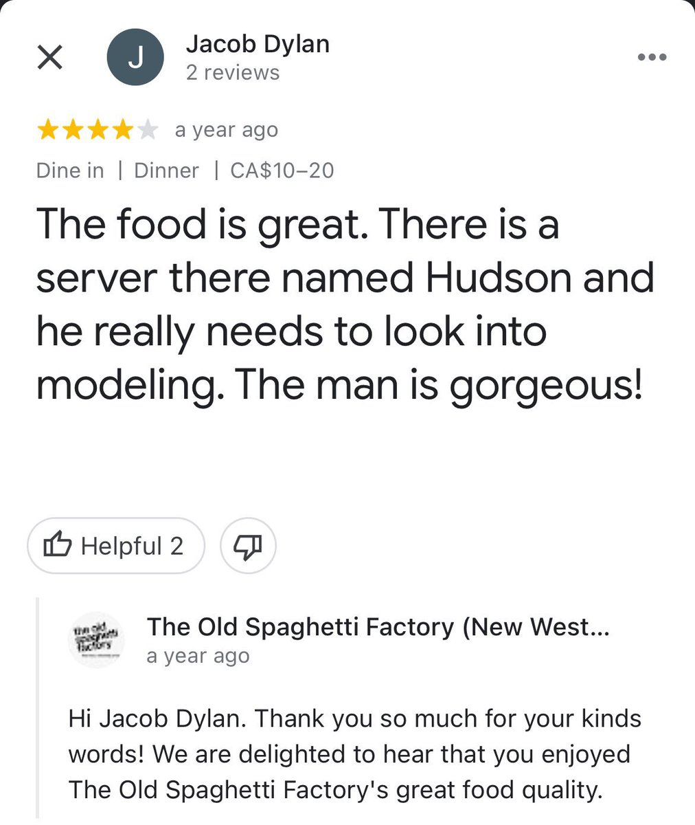 powvenie's tweet image. NADIE LA VIO TANTO COMO JACOB DYLAN CUANDO HUDSON FUE SU MESERO EN SU ANTIGUO TRABAJO