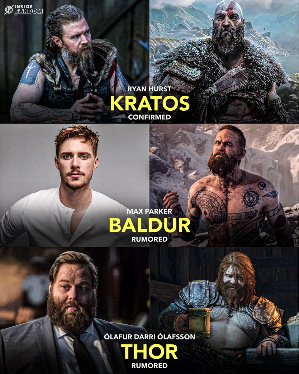 InsideFandom's tweet image. The cast of Amazon’s live action God of War show so far!