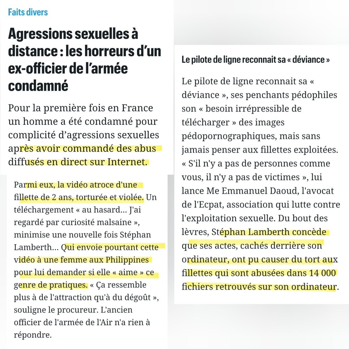 🇫🇷 FLASH - Un ancien officier de l'armée et pilote de ligne, diffuse depuis des années une propagande visant les Maghrébins, qu'il considère comme « des parasites » et souhaite « les éliminer ».

Formellement identifié, ce pilote de ligne est également un dangereux pédocriminel.