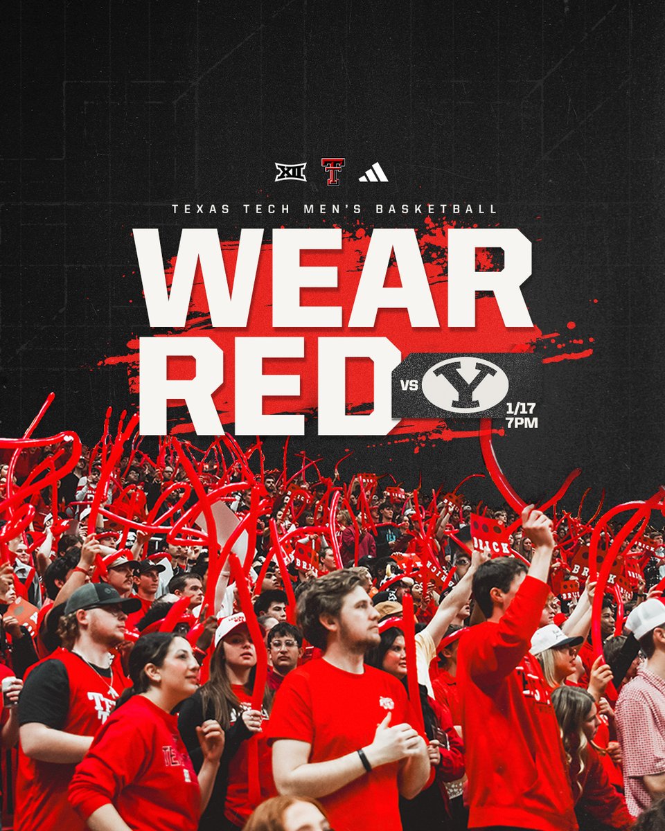 TexasTechMBB's tweet image. 🔴WEAR RED AND BRING THE NOISE🔴