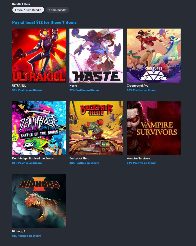 Wario64's tweet image. Vampire Survivors (Steam) w/ 6 more games is $12 on Humble Great on Handheld Bundle buff.ly/r4mGhWu #ad 

also in $5 tier