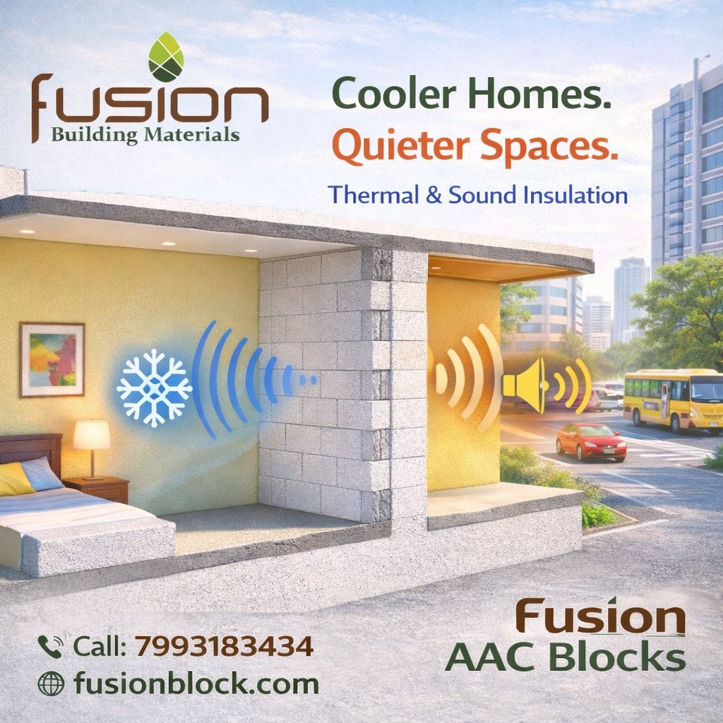 fusion_blocks's tweet photo. Better insulation improves comfort and value. Fusion AAC Blocks offer excellent thermal and sound insulation for modern buildings.

Cooler Homes. Quieter Spaces.

Thermal &amp; Sound Insulation

#ThermalInsulation #SoundInsulation #FusionAACBlocks #AACBlocks #SmartHomes https://t.co/uOgAyj5qEe