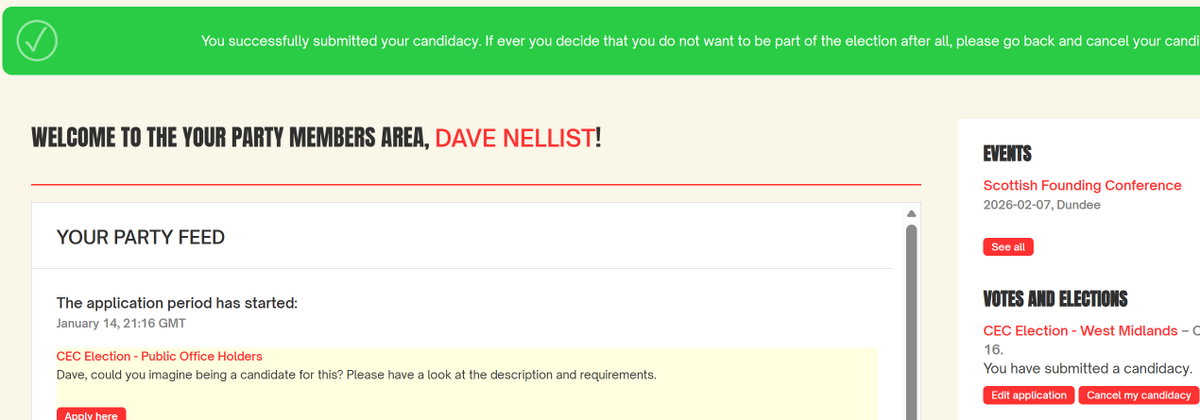 I have put my name forward for a West Midlands seat on the Executive of #YourParty.
My immediate priority on the CEC will be to work to put trade unions at the heart of building our new party – and to campaign for the widest anti-austerity and anti-war challenge in the 2026