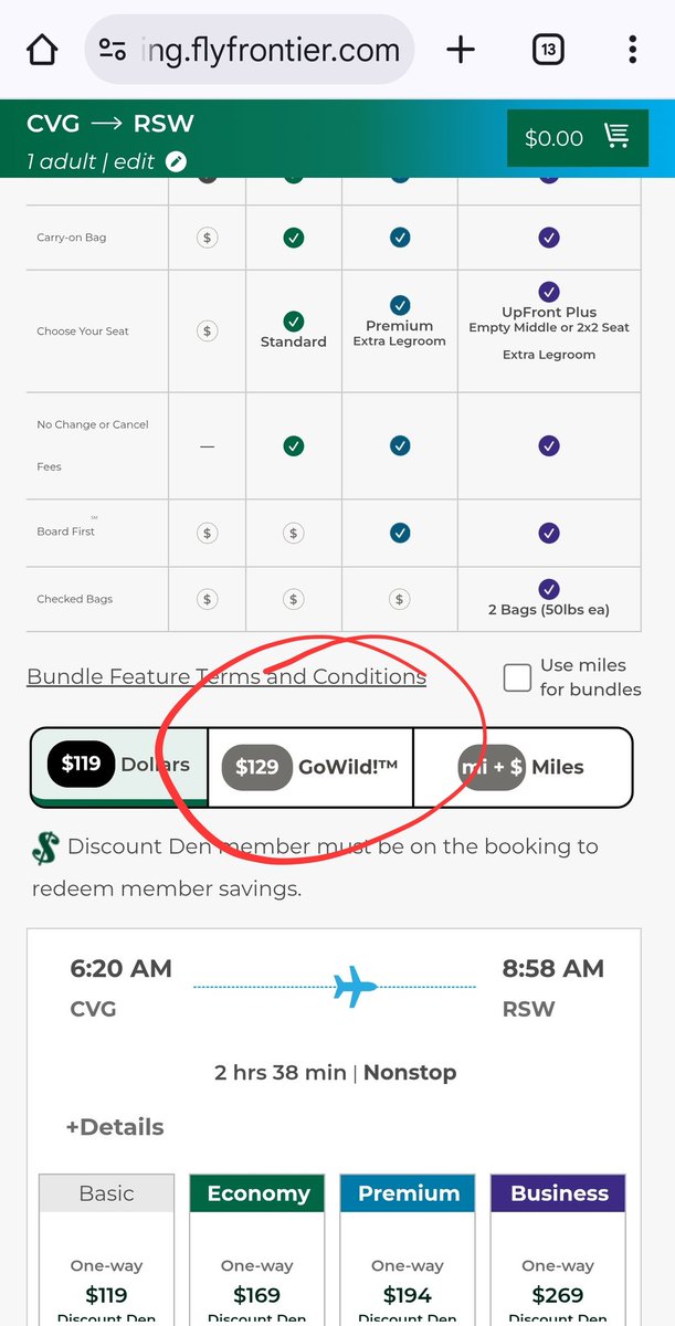 DwayneDavidson's tweet image. Hey @FlyFrontier why is your "Go Wild" price higher than your regular price? Make it make sense!
