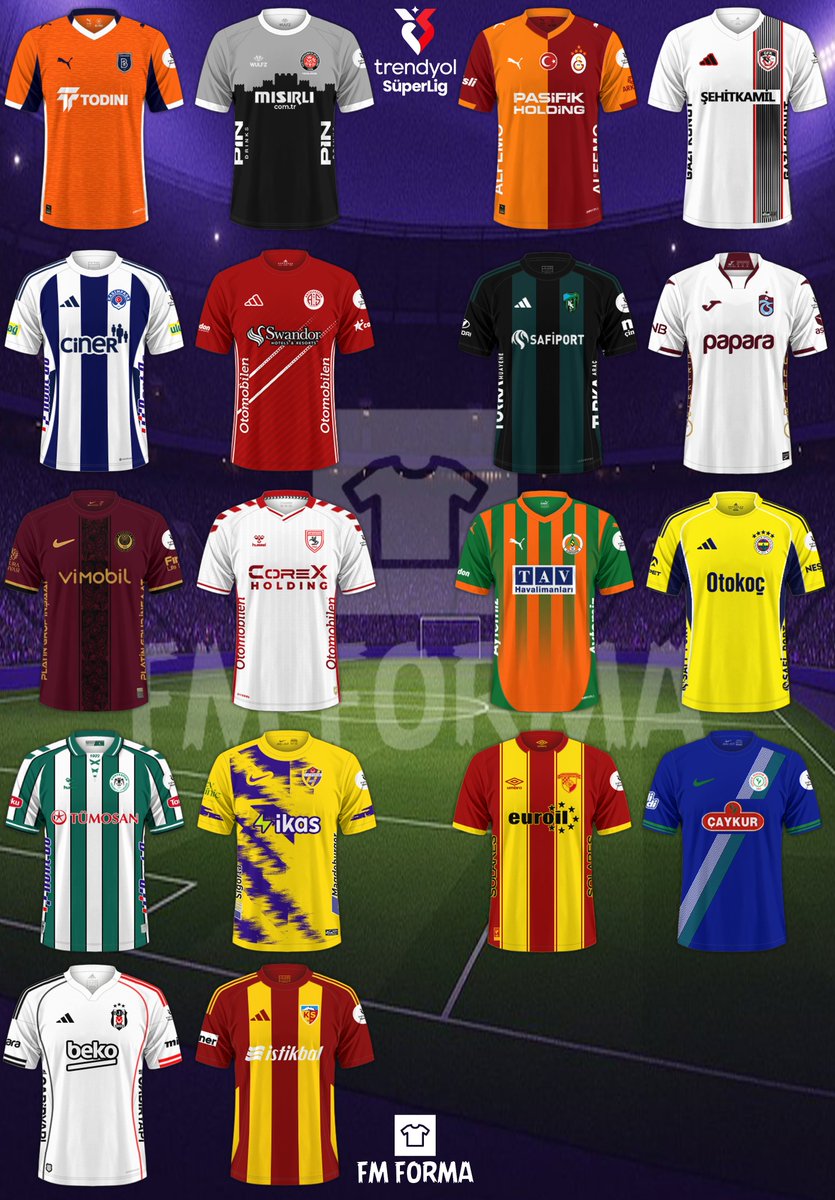 FmForma's tweet image. 🏆Trendyol Süper Lig
📅18.Hafta
👕Tahmini Giyilmesi Beklenen Formalar🤔
