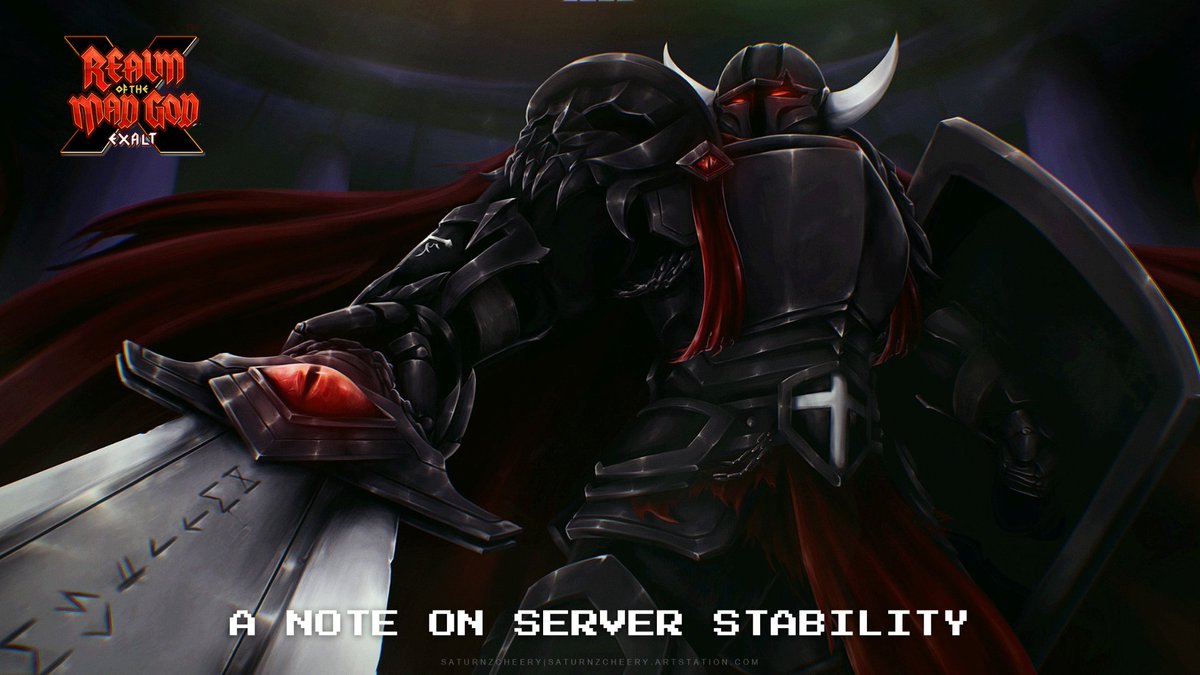 Realmers, 

We’ve put together a short update on ongoing server stability work.

Read the blog here: remaster.realmofthemadgod.com/?p=5573

If you’ve noticed lag or disconnects recently, you can find our disconnect issues survey in our bio.

Thank you!