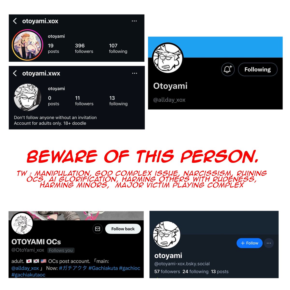 gokanijiku's tweet image. hello. please be aware of this horrible person who is currently active in Gachiakuta fandom. 

all information has been compiled in the link and more will be added. block/mute/report but please do not harass them. 
drive.google.com/drive/folders/…