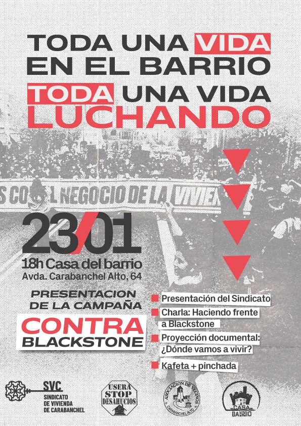 SVCarabanchel's tweet image. El viernes 23 de enero tenemos una cita importante desde las 18h en la Casa del Barrio para presentar una nueva campaña.

No pierdas esta ocasión de unirte a la lucha para acabar con el negocio de la vivienda 🗝️🌹