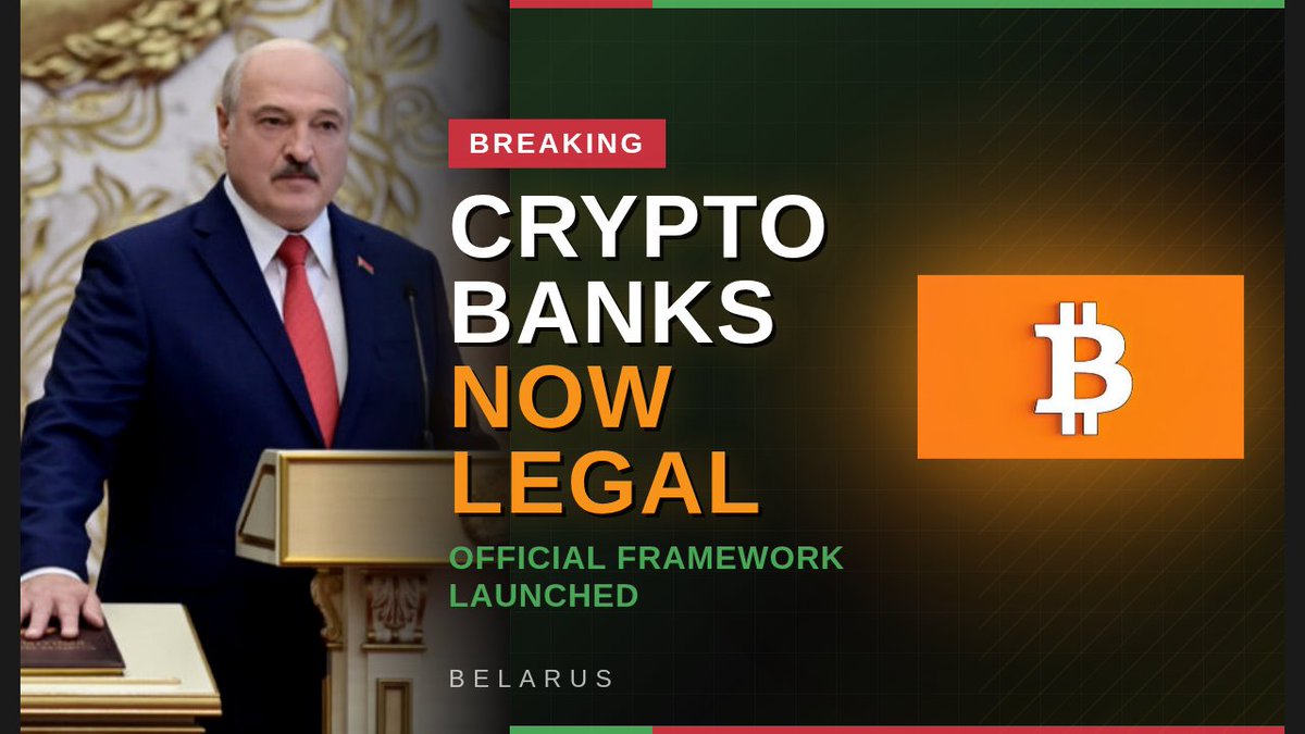 🇧🇾 Belarus Launches Crypto Bank Framework President Lukashenko just  Signed Decree No. 19, Making Crypto Banks officially Legal in Belarus. What  it means: → Banks can now offer Crypto + Traditional Services