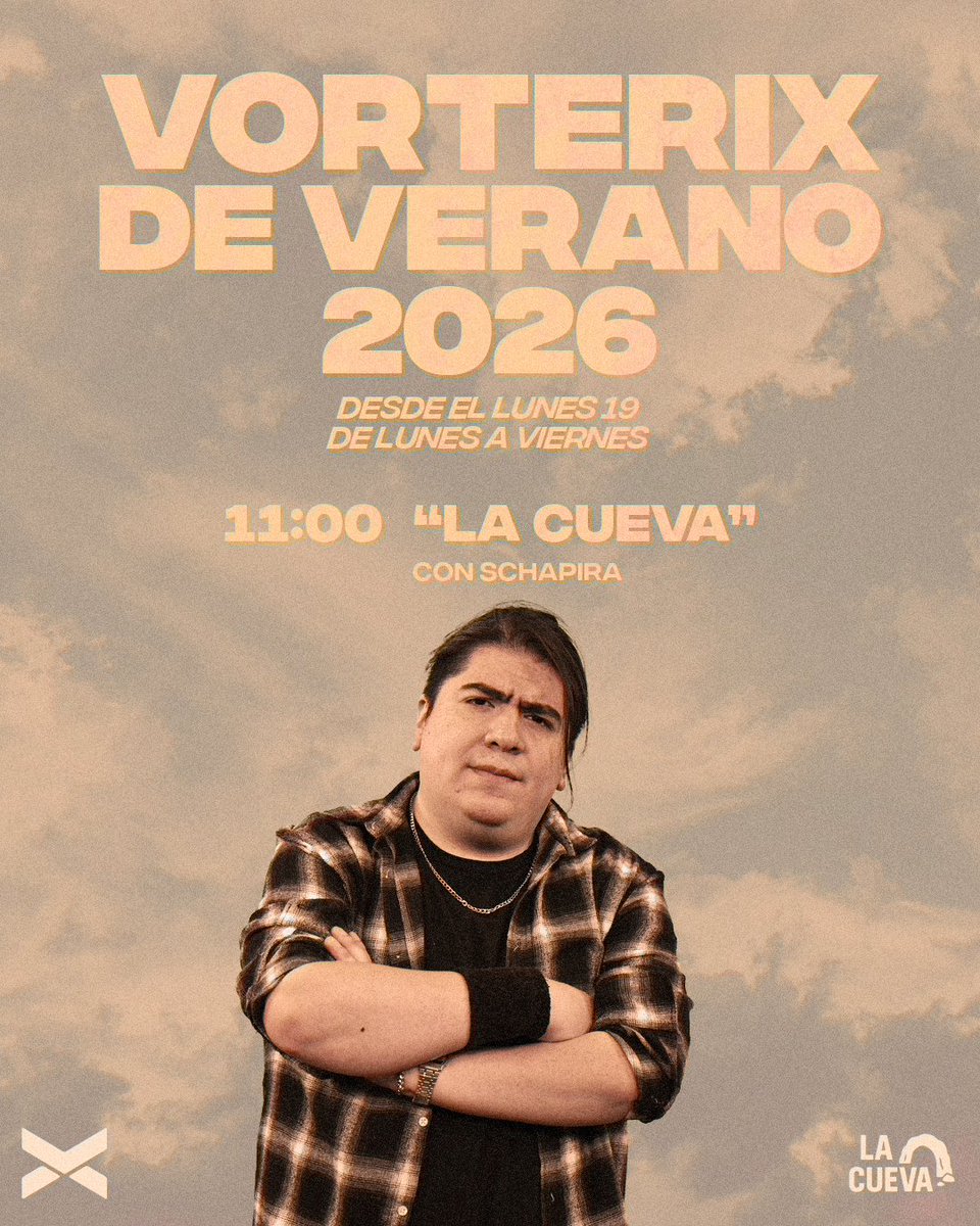Vorterix's tweet image. VORTERIX VERANO 2026 🔥

11:00 "La Cueva" con @Schapiramanuk y el equipo de redes 🚬

13:00 "Clima Hostil" con @joacavanna, @elalesi y @Valentinakavata 🔥