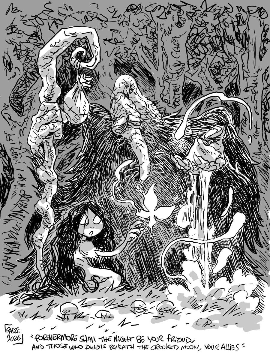The Old Sandman stumbled upon the most curious of creatures, wandering the Dark Woods bordering the latest human hamlet he visited.

Such a sad little thing, lost, afraid, unaware of her own powers, and most cruelly thrown away. The child didn't even realize it.

Ol' Sandy is