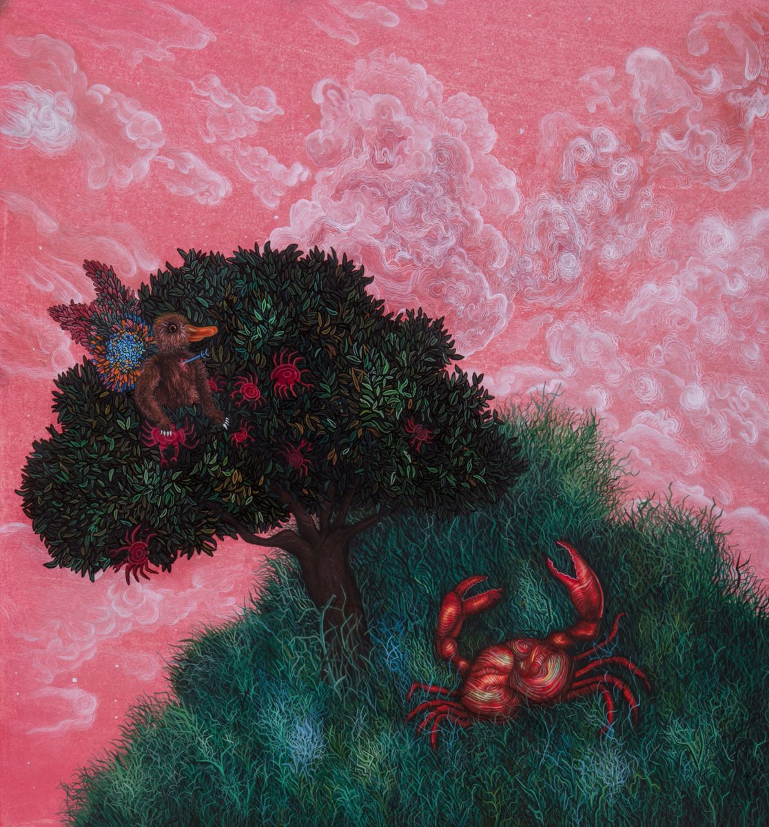 lahdgallery's tweet photo. #RabiaSAkhtar conjures symbolic landscapes and instinct-driven creatures to explore tension, transformation, and coexistence, where folklore, emotion, and surreal imagery merge.

Gouache on Wasli|33 x 35.6 cm|2024
.
#lahdgalleryartists
#lahdgallerycollection
#lahd4art https://t.co/qSzrMpnLRv