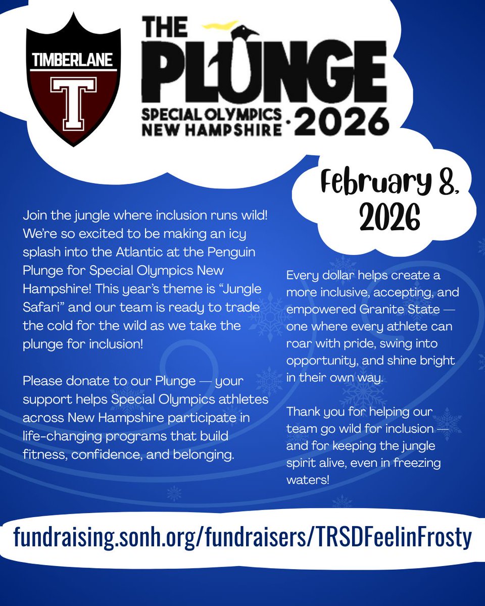 buff.ly/qa3FcPX 

We’re so excited to be making an icy splash into the Atlantic at the Penguin Plunge for Special Olympics New Hampshire! This year’s theme is “Jungle Safari” and our team is ready to trade the cold for the wild as we take the plunge for inclusion!