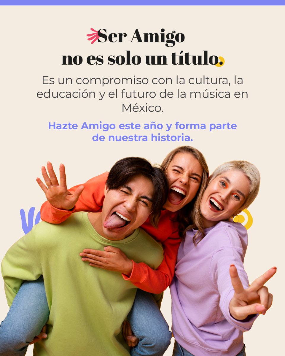 Ser Amigo no es solo pertenecer:
  es construir, impulsar y dejar huella.
Tu apoyo contribuye al crecimiento de nuestras y nuestros músicos
  y al futuro de la música en México.
Hazte Amigo y forma parte del legado que estamos creando juntos.
🔗 amigosofunam.org/hazte-amigo