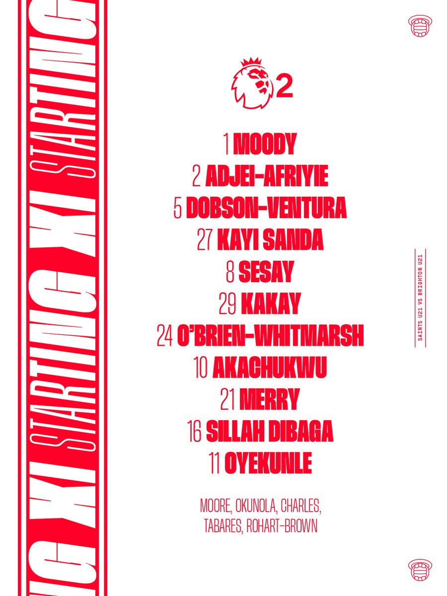 SouthamptonFC's tweet image. #SaintsFCU21s are BACK 👊

Tonight's #PL2 starters at Staplewood ⤵️