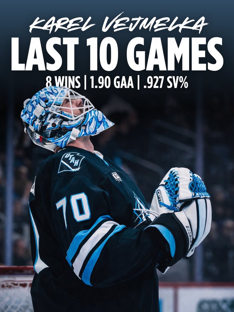 #TusksUp goalie Karel Vejmelka has been one of the best goalies in the league over his last 10 starts posting 8 wins, 1.90 goals against average, and a save percentage of .927!👀