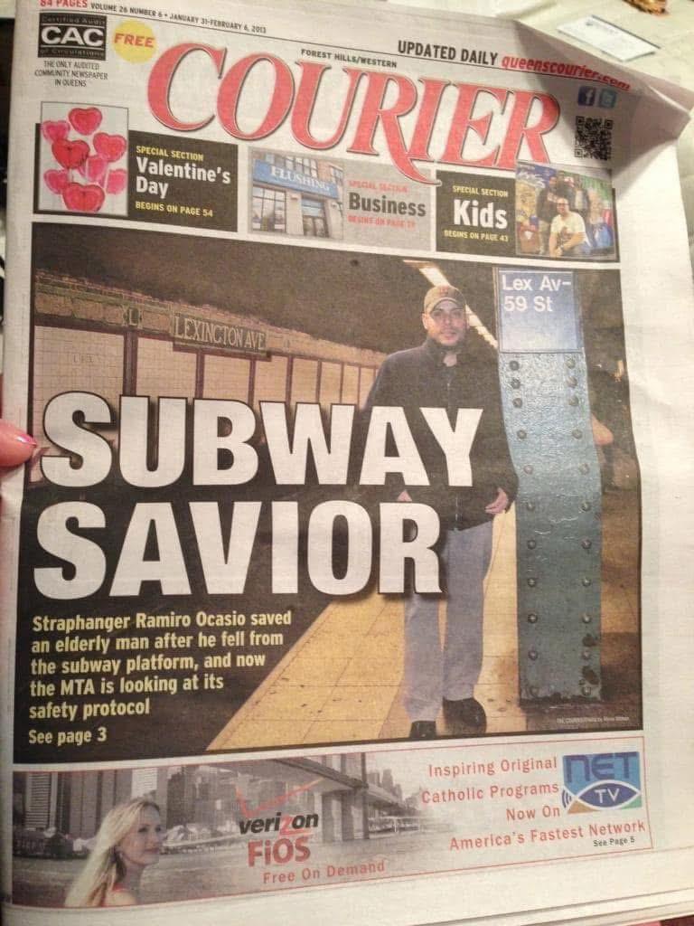 Hay días que duran segundos y cambian destinos para siempre.

Un día como hoy, hace 13 años, en el metro de Nueva York, bajé a las vías del tren para salvar la vida de un hombre que estaba a punto de ser arrollado y estuve a punto de perder la mía. No lo viví como un acto