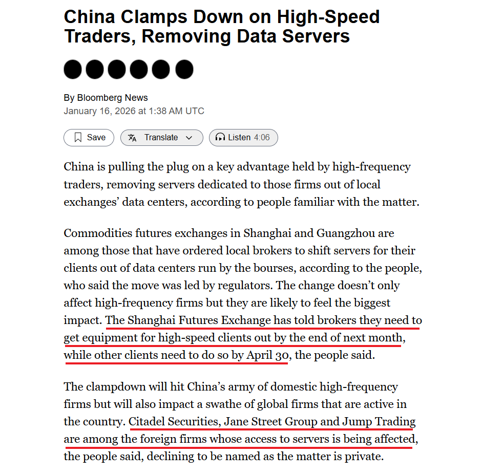 741trey's tweet image. China is about to leave HFTs, like Citadel, high and dry⚠️

Grab some popcorn, folks.