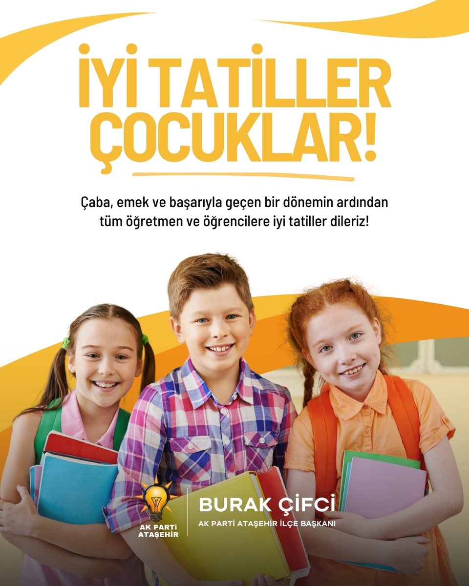 Okula kısa bir mola.. 🔔

Sevgili Öğrenciler,

Bir dönem boyunca çalıştınız, çabaladınız. Şimdi verimli bir tatil hakkınız.

Karne heyecanı yaşayan tüm öğrencilerimize ve onları büyük bir özveriyle yarınlara hazırlayan kıymetli öğretmenlerimize iyi tatiller diliyorum.