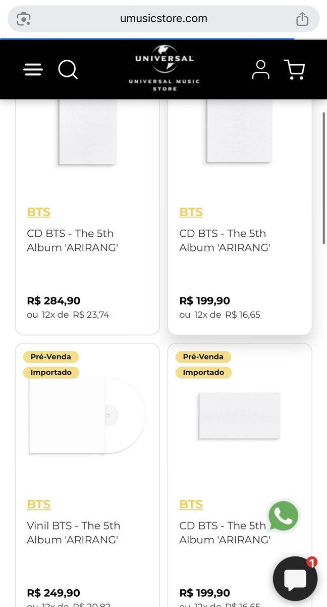 BARMYSTREAM's tweet image. 💿 ATENÇÃO, B-ARMY!

A pre-venda de ARIRANG também está disponível na loja da UMG Brasil!

Quem ainda não garantiu seu álbum, agora é a hora 

🔗 umusicstore.com/bts