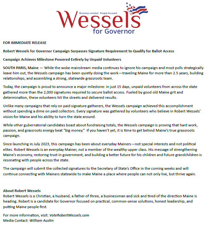 Wessels for Governor 🇺🇸 tweet media