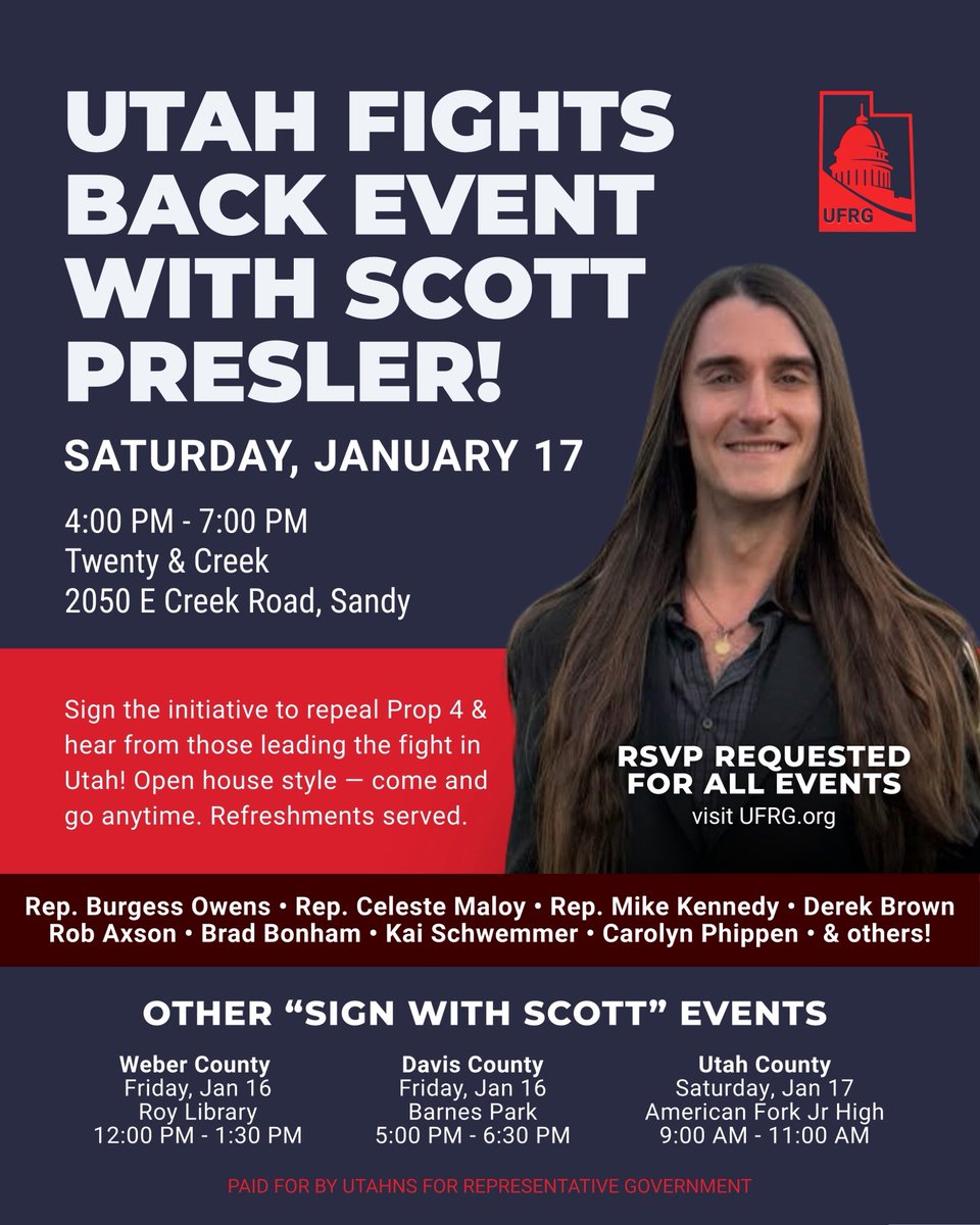 Filmed for 2 days in Tennessee.
Did 2 events in Indiana. 
Did 2 events in Florida. 

Now, I’m doing events across 4 Utah counties in 4 days. 

Working for you every single day.