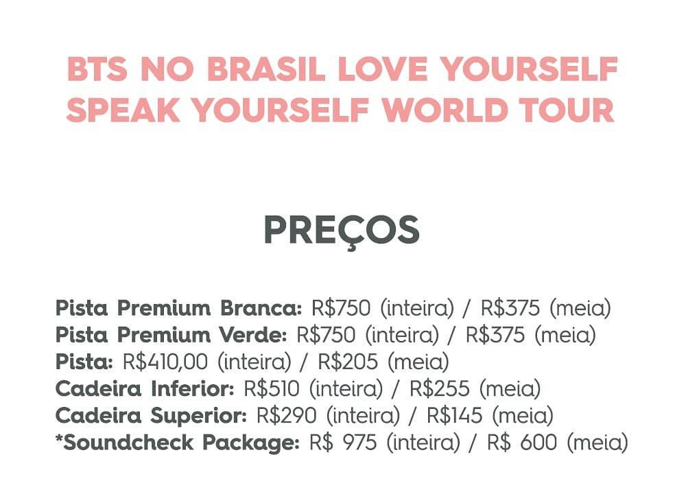 jeonshappy's tweet image. Os preços dos ingressos em 2019 😿😿 (sem taxa 

Que sonho que seria esses preços esse ano