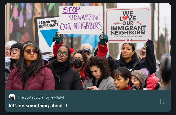 _Rainy_Daze_'s tweet photo. 📣It’s time to Ante-Up! 

The first  2026 Act of AnteSocial Good  is here. Show your support in helping immigrant families in the U.S. and human rights efforts around migration. Proceeds will be going to these two organizations: Immigrant Defense Network in Minnesota & RAICES

Please share this fundraiser, keep the issue in conversation, Donate if you can:  https://t.co/xbgfclCM44

And don’t forget to check out The AnteSocial by @mishacollins & Emily Farrallon:  https://t.co/lbfCmWNxx7