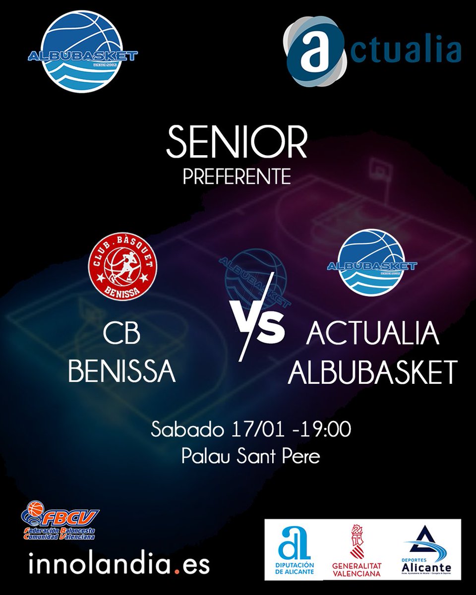 Nuestro senior viaja a Benissa. 💪🏼💙

Rival que ocupa también la zona baja de la clasificación y al que esperamos vencer para continuar con la buena racha. 

Suerte! 🍀

#albubasket #albufereta  #fbcv #baloncesto