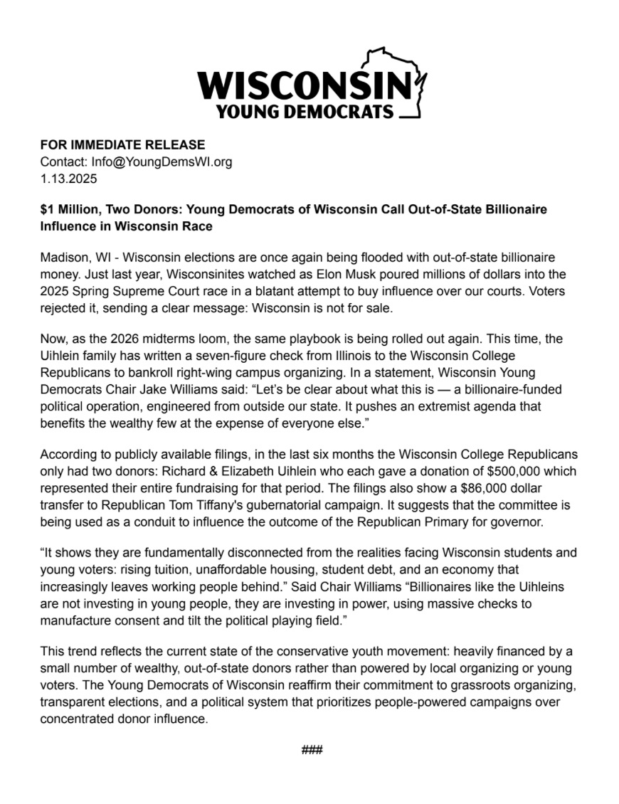 Wisconsin Young Democrats tweet media