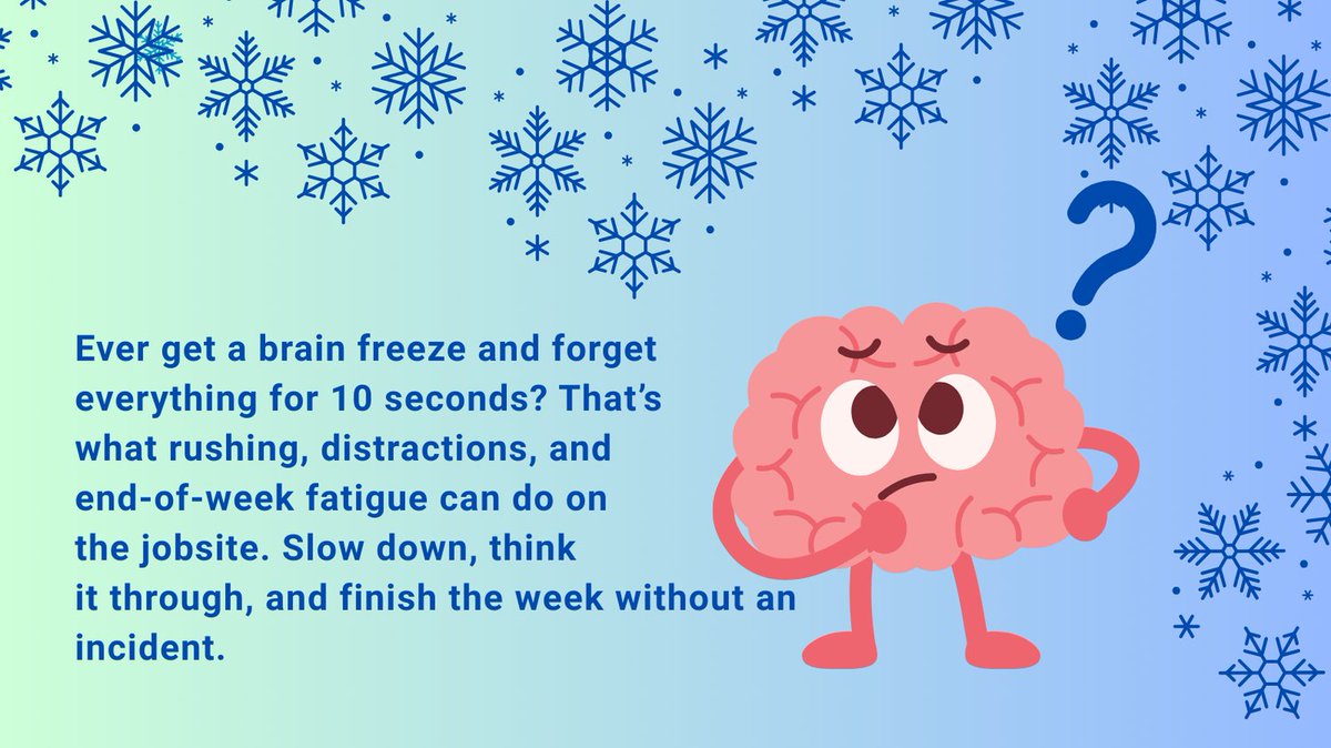 Keep your head in the game today. Brain freeze hurts for a minute. Ignoring safety can hurt a lot longer. Happy Funny Friday. #Safety1st