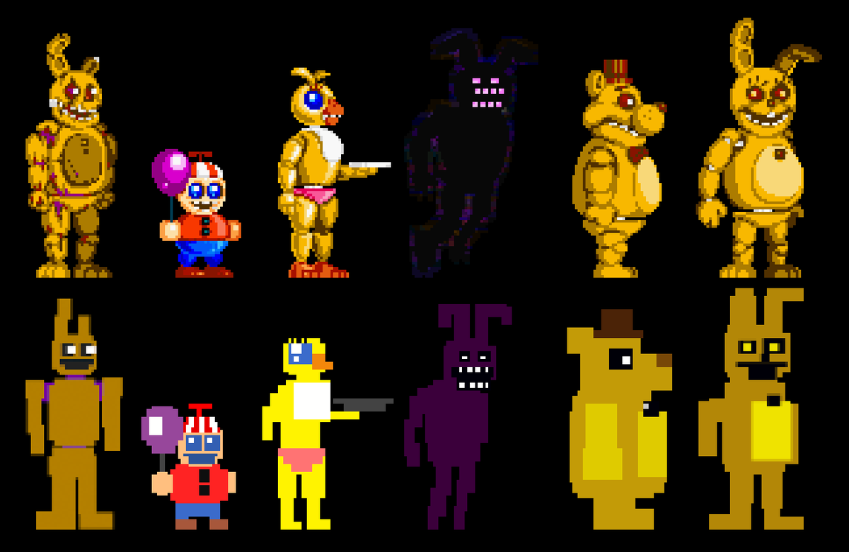 reesereeserson's tweet image. Part 2 of my little resprite thing. This time focused on FNaF 3
#fnaf #fnaf3