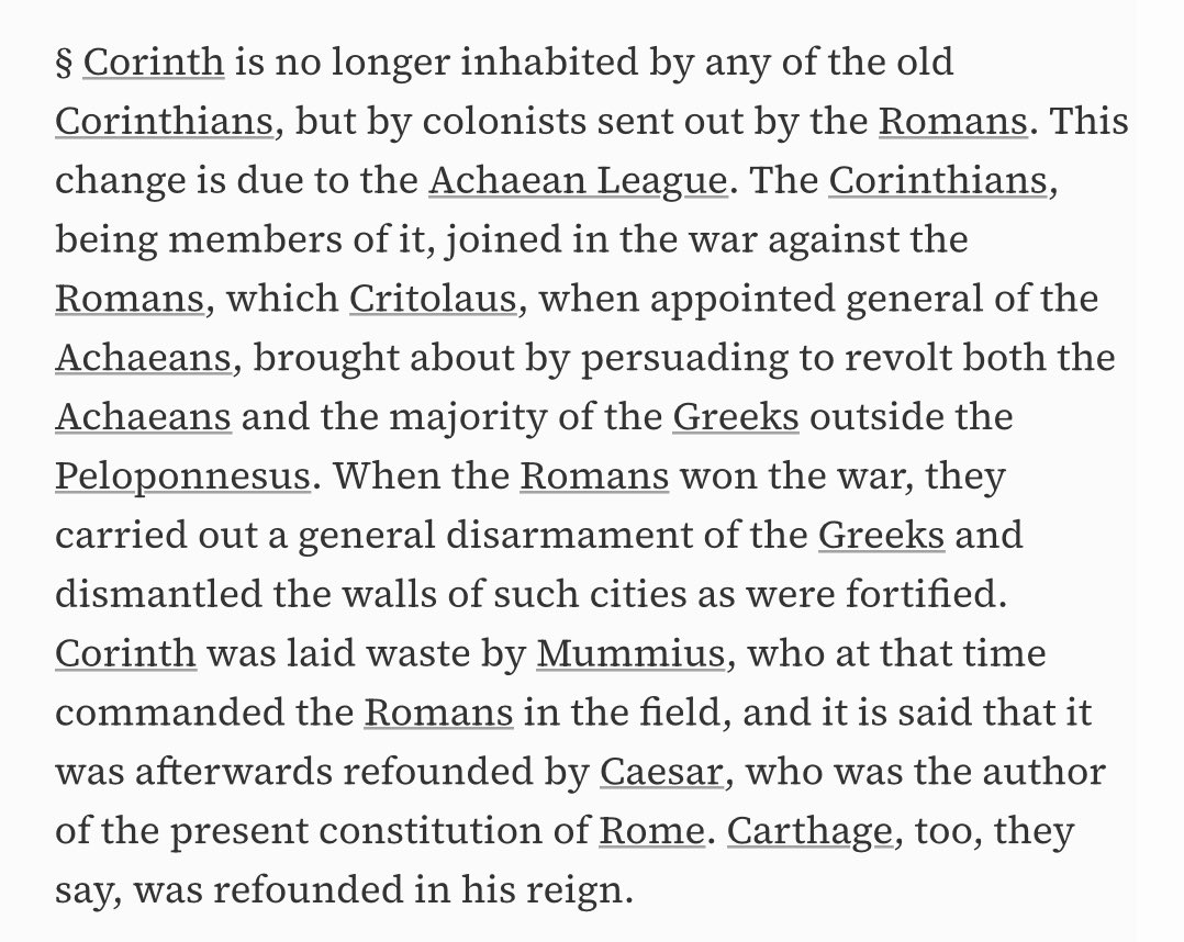 romanhelmetguy's tweet image. The Romans wiped Corinth off the map, killed every Corinthian, then repopulated it with Romans. They did the same to Carthage. They did the same to Jerusalem. They wiped out whole nations. I’m sorry if some leftist professor taught you Rome was a multicultural utopia. Pausanias: