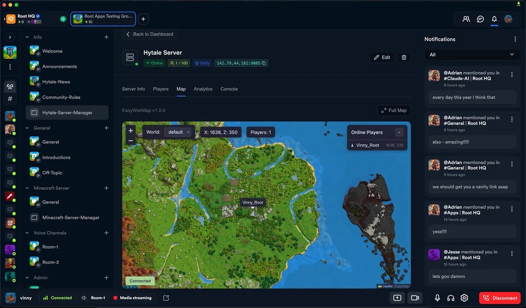 spencerzataylor's tweet image. Come see how @rootappofficial can ehance your @Hytale experience.

See thread 🧵