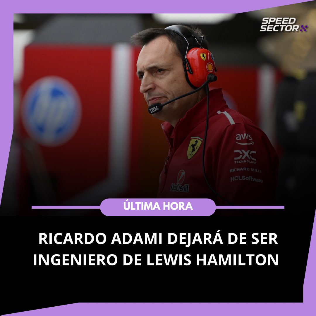 SpeedSectorF1's tweet image. 🚨 ÚLTIMA HORA 

❌ Ricardo Adami deja de ser ingeniero de carrera de Lewis Hamilton 

👉 Pasará a ser director de la Ferrari Driver Academy y de las pruebas TPC 

#F1