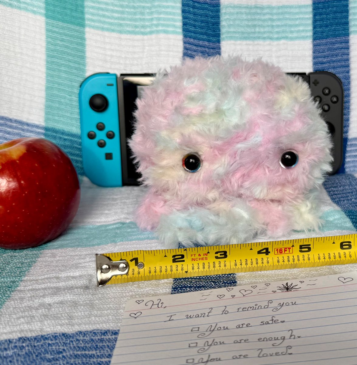 TelliBear's tweet photo. What would you name this little multicolored friend?

 (Otherwise it'll be "Milks" 😅) #handmade https://t.co/PJSBwkpGrr